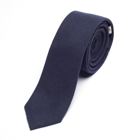Solid Chambray Skinny Tie // Dark Navy