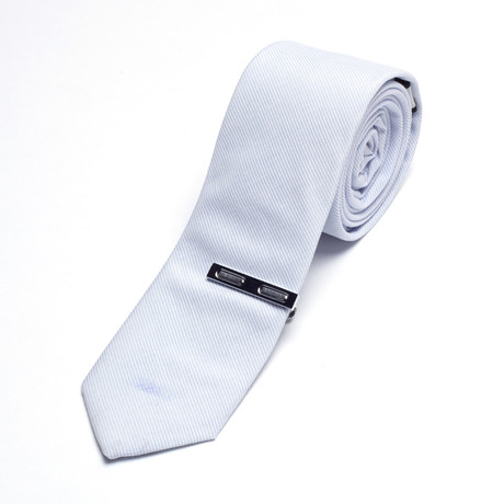Micro Stripe Skinny Tie // Light Blue