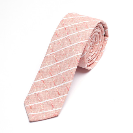 Striped Skinny Tie // Salmon