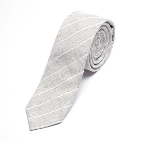 Striped Skinny Tie // Light Grey