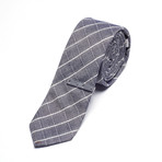 Stripe Skinny Tie + Tie Bar // Grey
