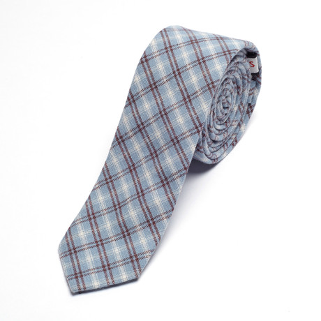 Plaid Skinny Tie // Light Blue