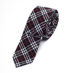 Plaid Skinny Tie + Tie Bar // Black + Red