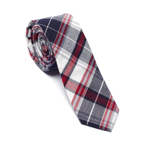 Plaid Skinny Tie // Red + White