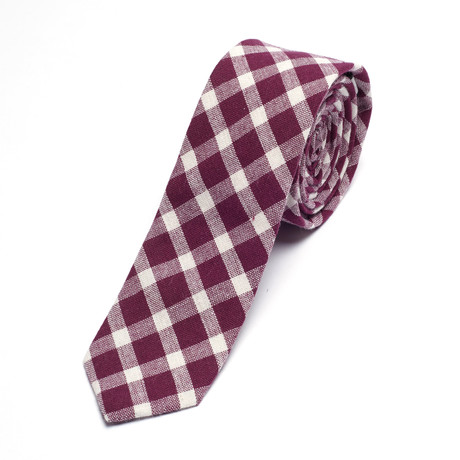 Gingham Plaid Skinny Tie // Purple
