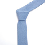 Solid Chambray Skinny Tie + Tie Bar // Blue