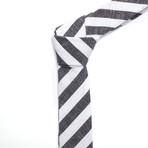 Striped Skinny Tie // Grey