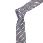 Stripe Skinny Tie + Tie Bar // Grey