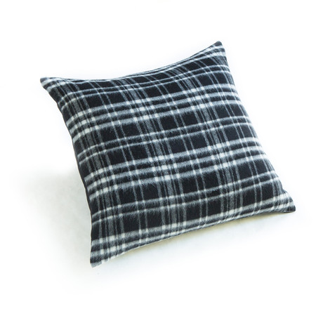 Plaid Wool Oversized Pillow Cover // 24" Square (Black)