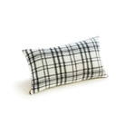 Plaid Wool Lumbar Pillow Cover (Black)