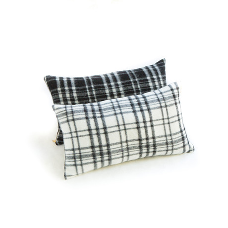 Plaid Wool Lumbar Pillow Cover (Black)