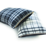 Plaid Wool Lumbar Pillow Cover (Black)