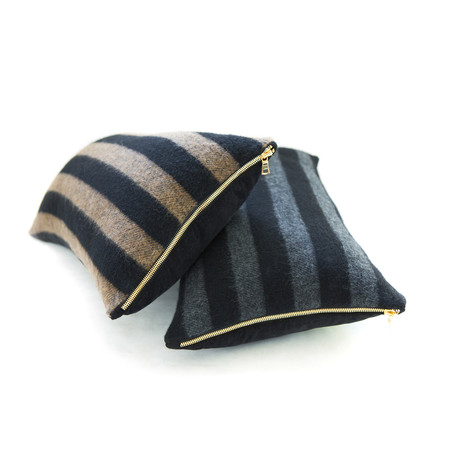 Striped Wool Lumbar Pillow Cover (Camel)