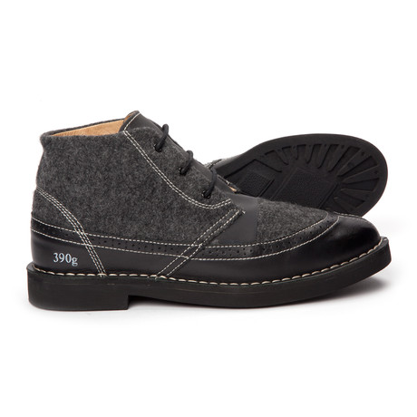 Gram // 390g Leather + Wool Lace-Up Boot // Black + Grey (US: 8.5)