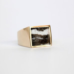 Zebra Jasper Brass Ring (Size 6.5)