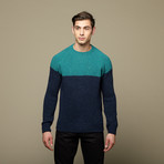 Color Block Lambswool Crewneck // Dress Blue (S)