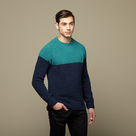 Color Block Lambswool Crewneck // Dress Blue (XS)