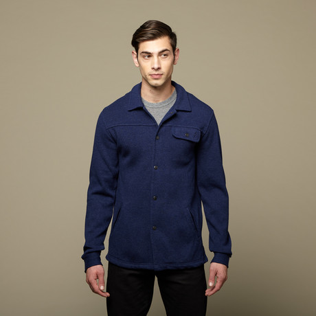 Wool Cotton Snap Jacket // Insignia Blue (XS)