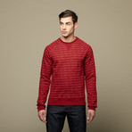 Mirror Stripe Crewneck // Pompeian Red (L)