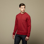 Mirror Stripe Crewneck // Pompeian Red (L)