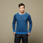 Pacifica Striped Raglan Crew // Delft (M)