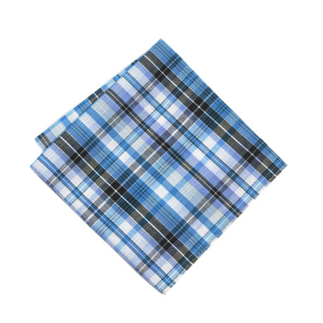 Geometric Pocket Square // Blue Plaid