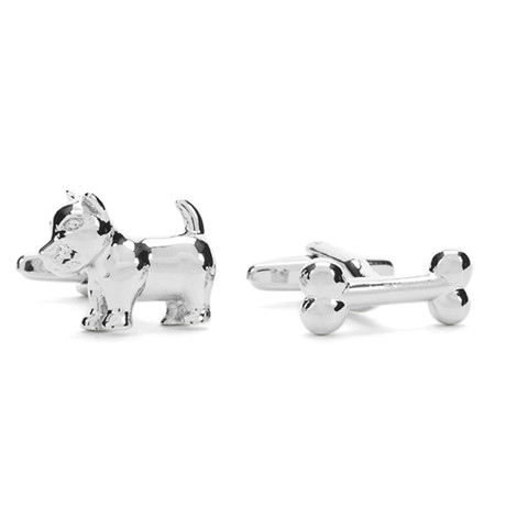 Dog + Bone Cuff Links // Silver