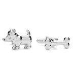 Dog + Bone Cuff Links // Silver