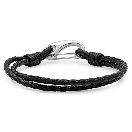 Braided Leather Bracelet (Black)