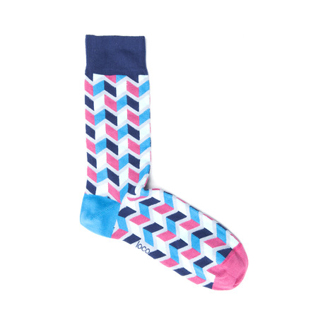 Zig Zag Socks  // Navy