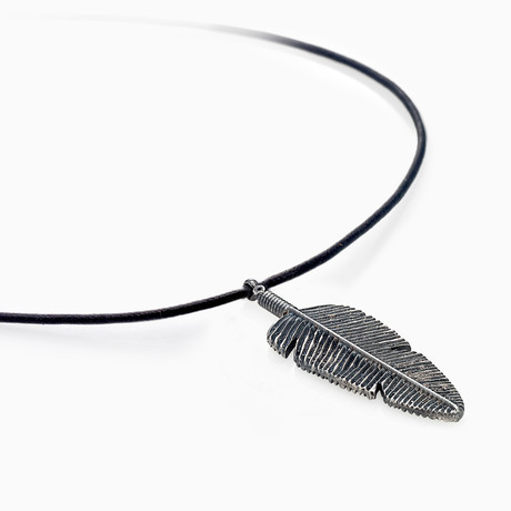 Silver Big Feather Necklace