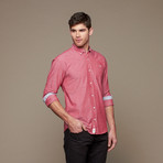 Solid Chambray Button Up // Red (L)