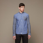 Color Block Chambray Button Up // Navy (M)