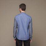 Color Block Chambray Button Up // Navy (L)