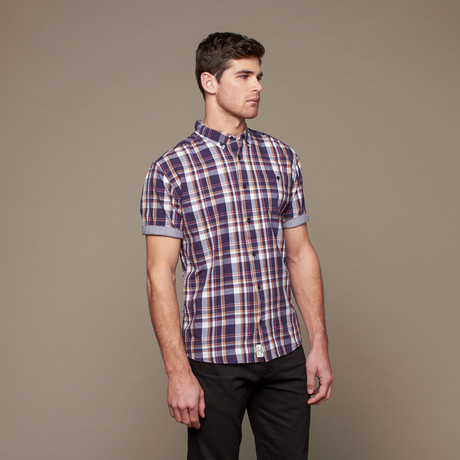 Short Sleeve Button Up // Purple Plaid (S)