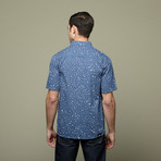 Speckle Short Sleeve Button Up // Blue (XS)