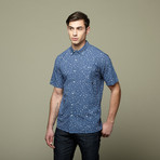Speckle Short Sleeve Button Up // Blue (S)