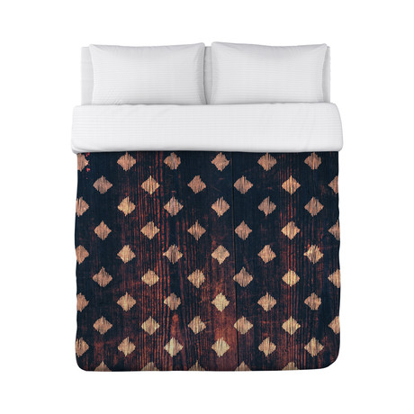 Scribble Scrabble Wood Duvet Cover // Brown (Twin Size)