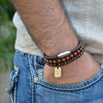 Leather Dark Brown Bracelet // Set of 3