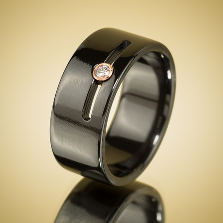 Diamond Rose Black Zirconium Ring (Size 8)