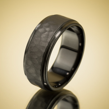 Hammered Black Zirconium Koenig Ring (Size 8)