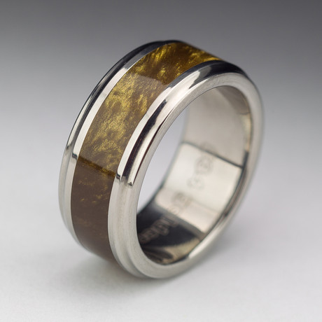 Titanium Fused Golden Driller Koenig Ring (Size 8)