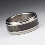 Titanium Fused Obsidian Koenig Ring (Size 8)