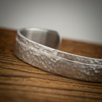 Steel & Silver Hammered Cuff Bracelet (Medium // 6-7" Wrist)