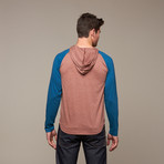 Ruteger Hooded Henley // Rustic Red + Teal (XL)