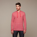 Brooklyn Hooded Sweater // Red + Grey (L)