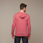Brooklyn Hooded Sweater // Red + Grey (L)