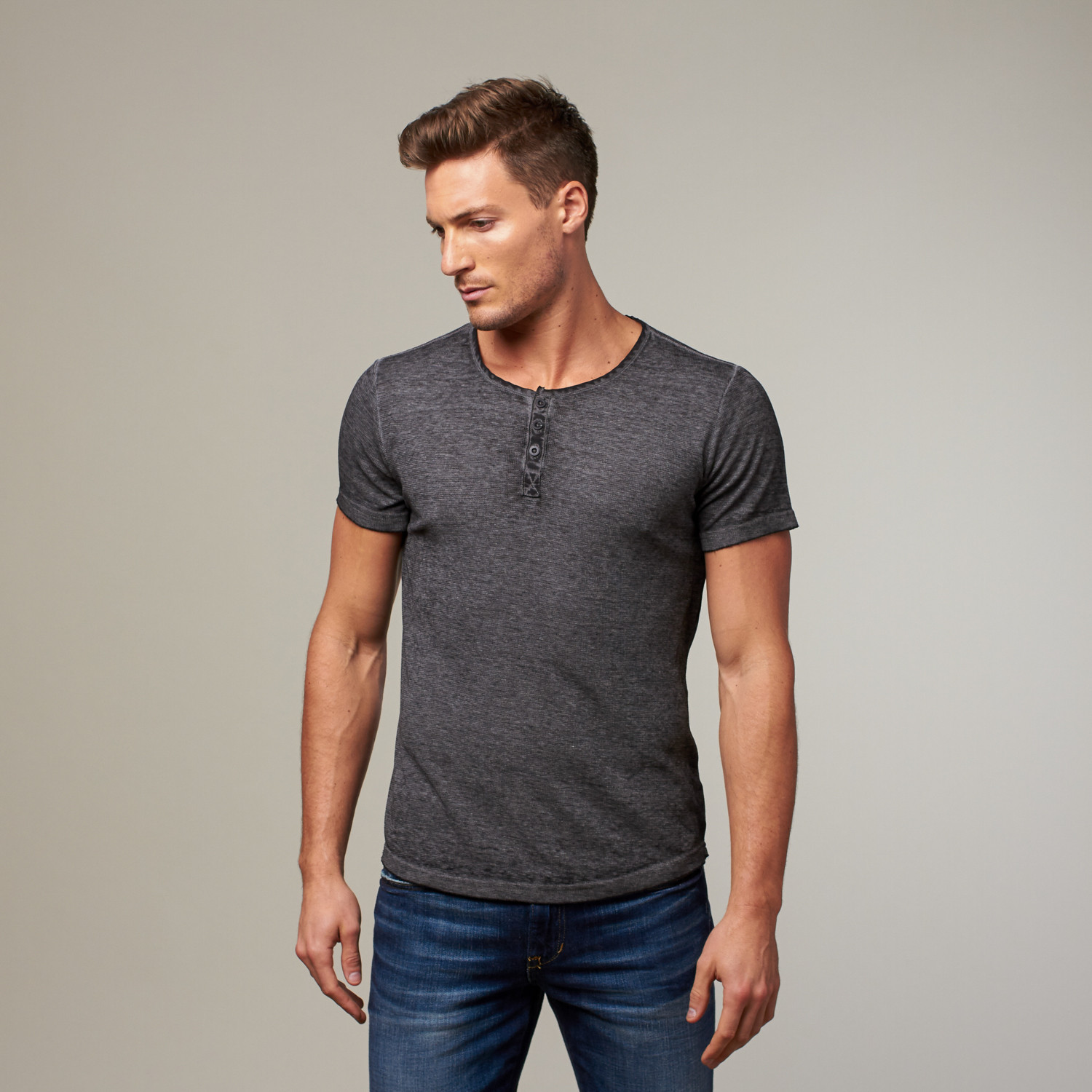 Scoop Neck Thermal Henley // Black (S) - Royal Knights - Touch of Modern