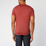 Scoop Neck Thermal Henley // Red (L)