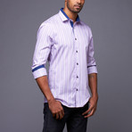 Ungaro // Button-Up Shirt // Purple Pinstripe (M)